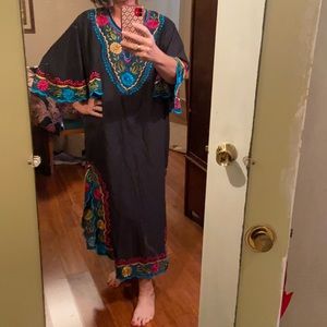 Vintage Mexican embroidered batwing dress
